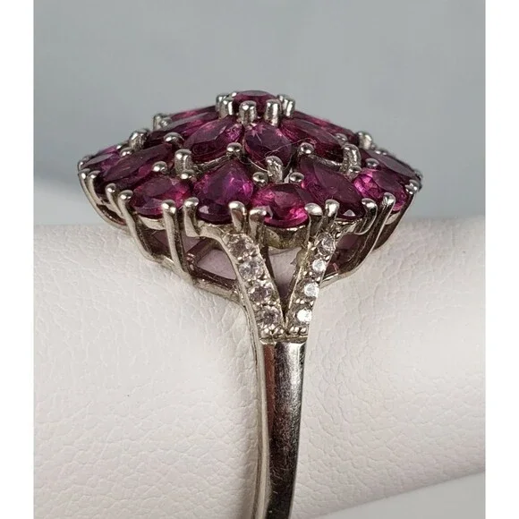 DJoy Signed 925 Sterling Silver Purplish Pink Rhodolite Garnet Ring Size 8.25 - Picture 9 of 16